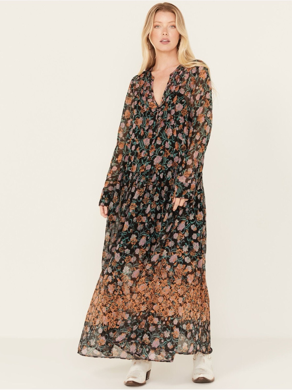 Free People - $168 Retail - Floral Sheer Maxi 🌼 🌺